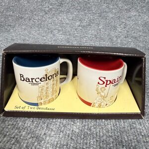 New 2 Starbucks Coffee Mugs Barcelona Spain Global Icons
